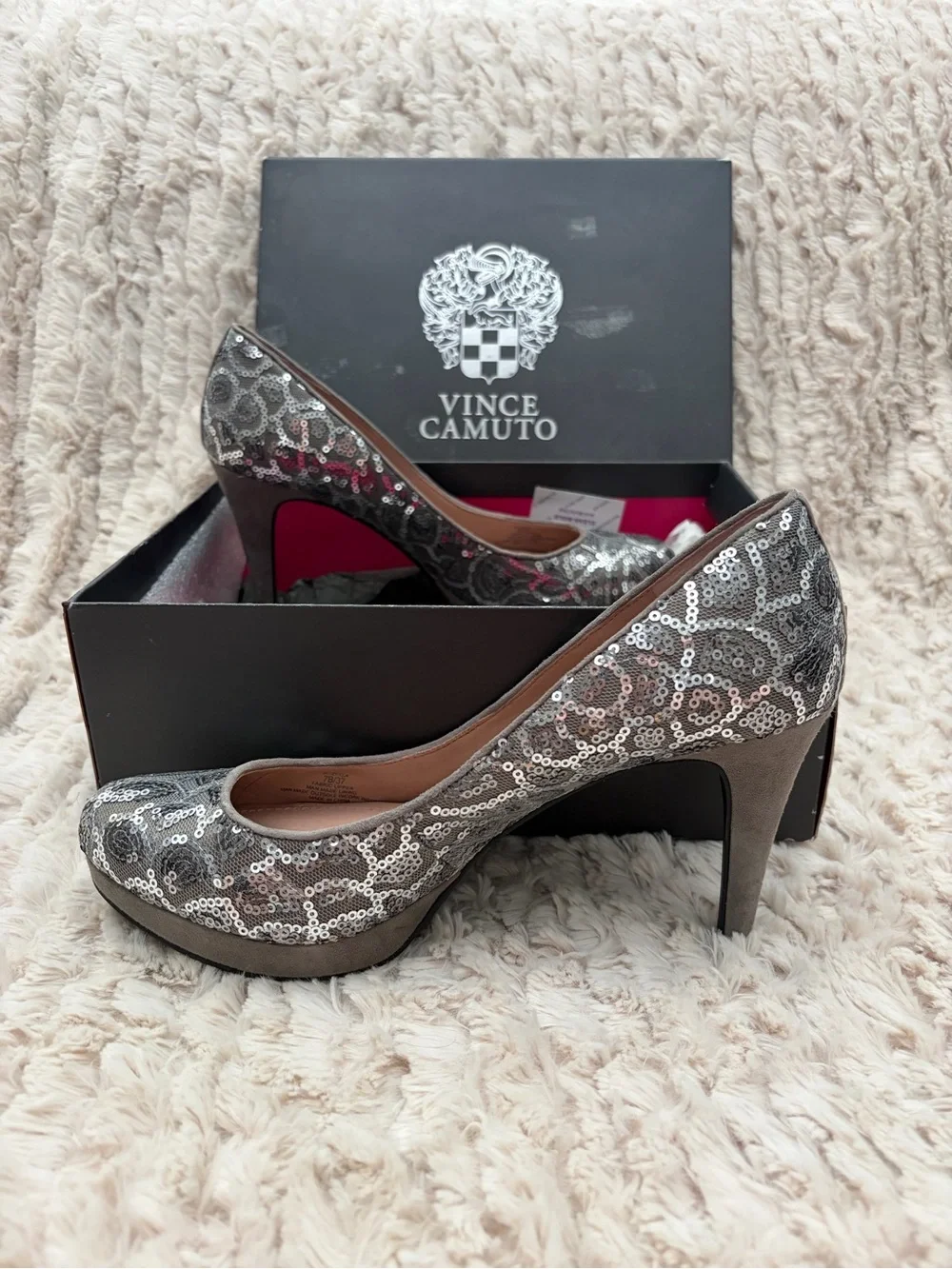 Vince Camuto Silver Sequin Heels